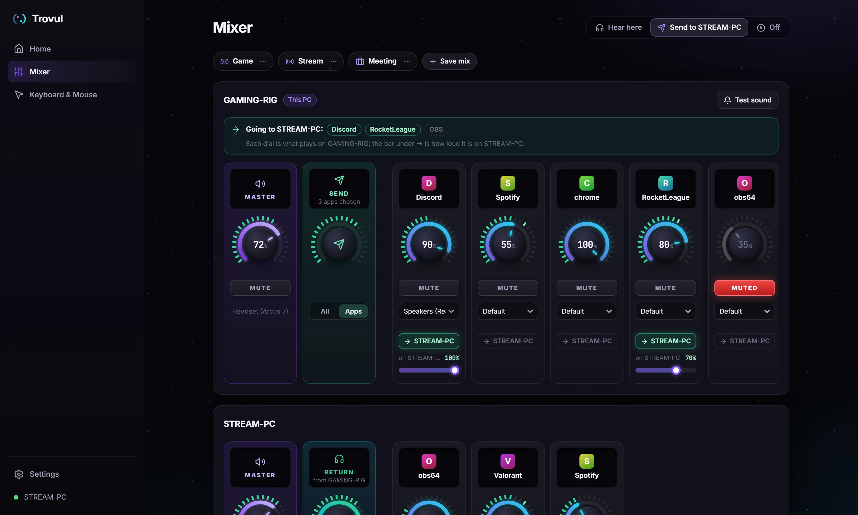 Choosing which apps go to the other PC
